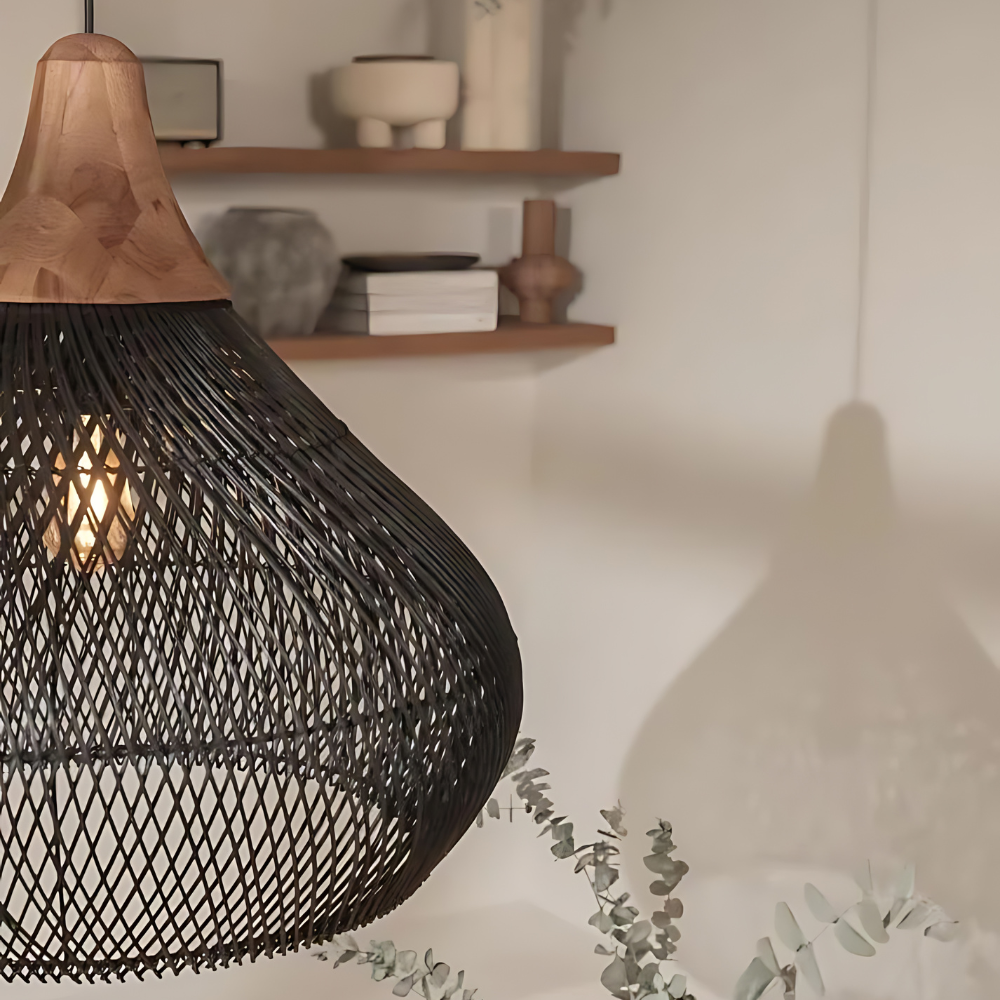 Natuurlijke Rotan Lamp Zwart