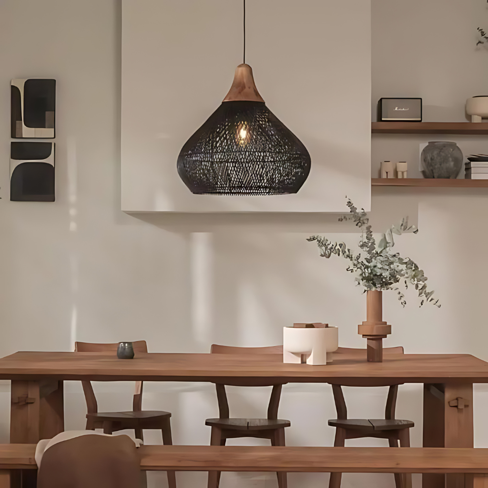 Natuurlijke Rotan Lamp Zwart