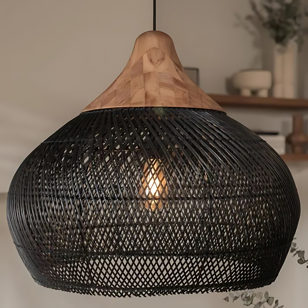 Natuurlijke Rotan Lamp Zwart