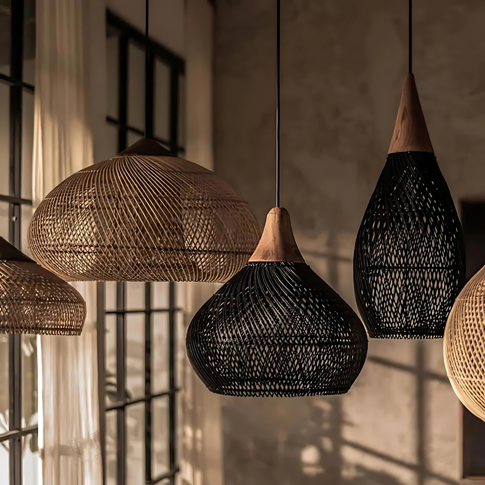 Natuurlijke Rotan Lamp Zwart