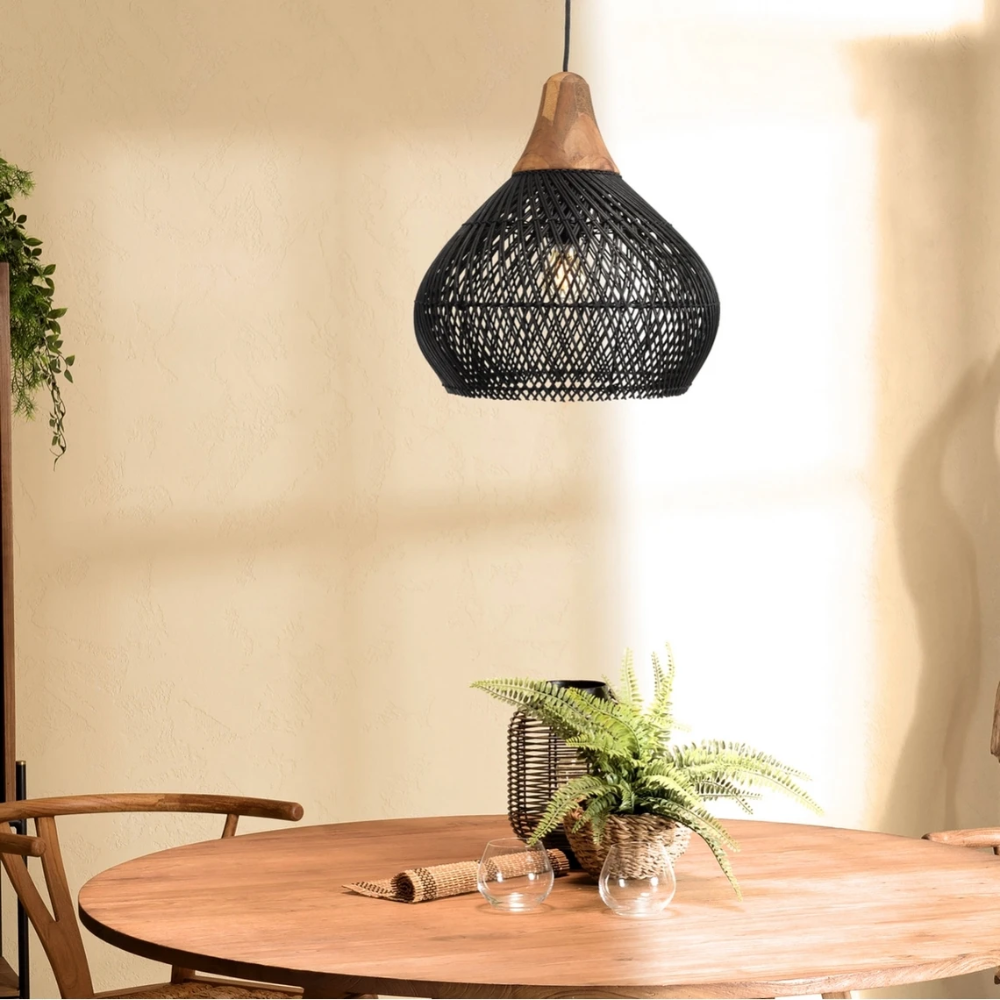 Natuurlijke Rotan Lamp Zwart