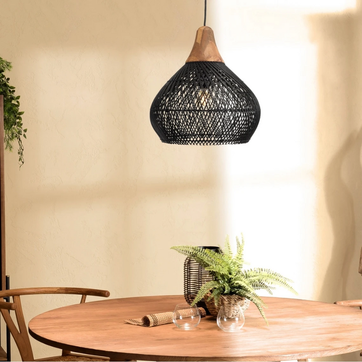 Natuurlijke Rotan Lamp Zwart