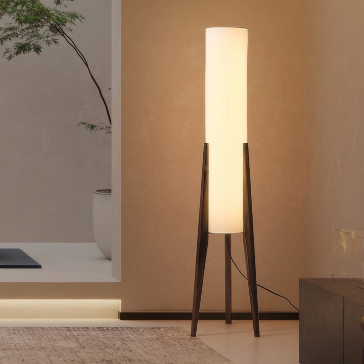 Stijlvolle Walnoot Vloerlamp - Massief Hout en Uniek Design Kunstlamp