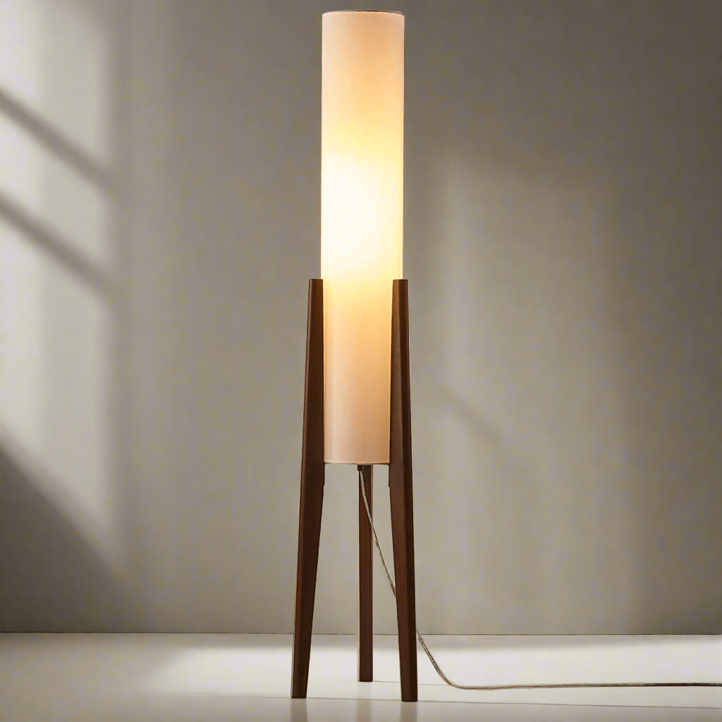 Stijlvolle Walnoot Vloerlamp - Massief Hout en Uniek Design Kunstlamp
