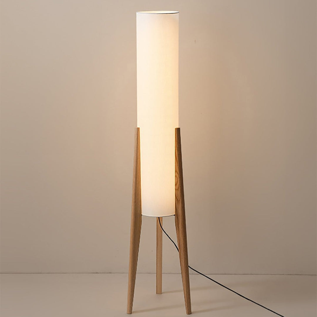 Stijlvolle Walnoot Vloerlamp - Massief Hout en Uniek Design Kunstlamp