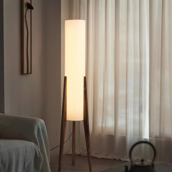 Stijlvolle Walnoot Vloerlamp - Massief Hout en Uniek Design Kunstlamp