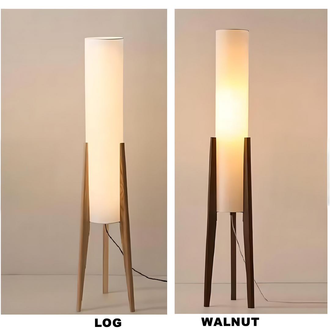 Stijlvolle Walnoot Vloerlamp - Massief Hout en Uniek Design Kunstlamp